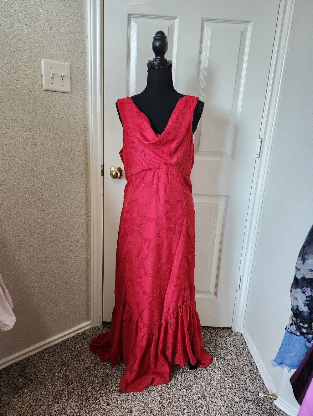 Taylor Red Floral Cowl Neck Maxi Dress 14